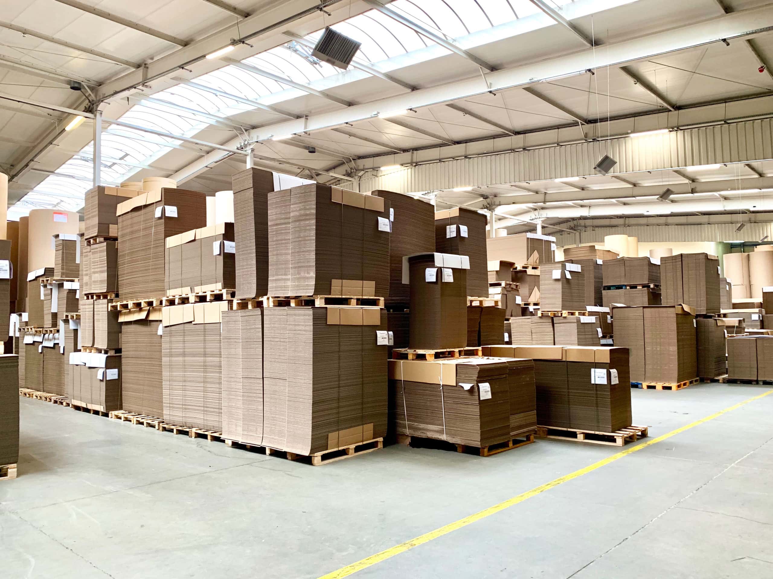 Corrugated cardboard pallets in the generic warehouse