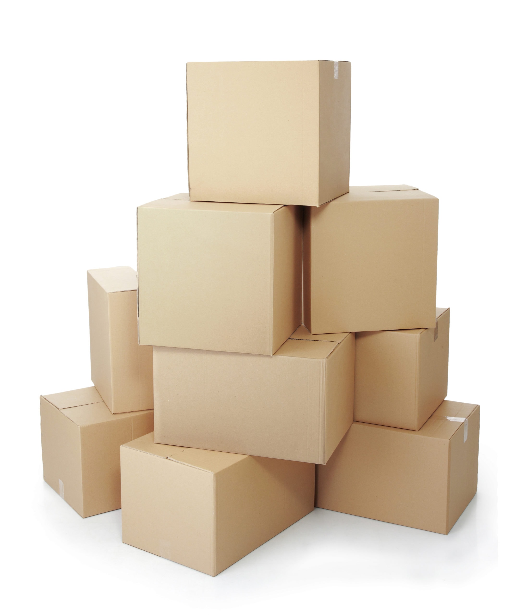 piles of cardboard boxes on a white background